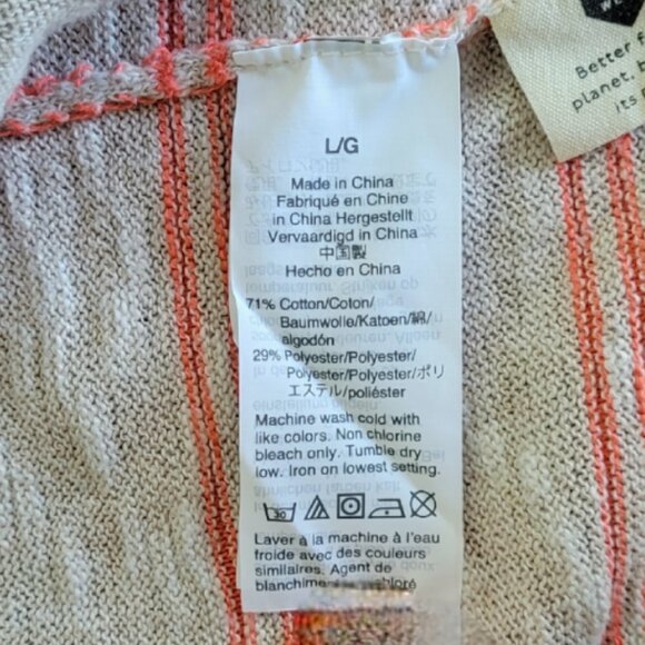 Madewell Bradley Beige Coral Striped Pocket Cardigan Sweater Size Large - Picture 11 of 13